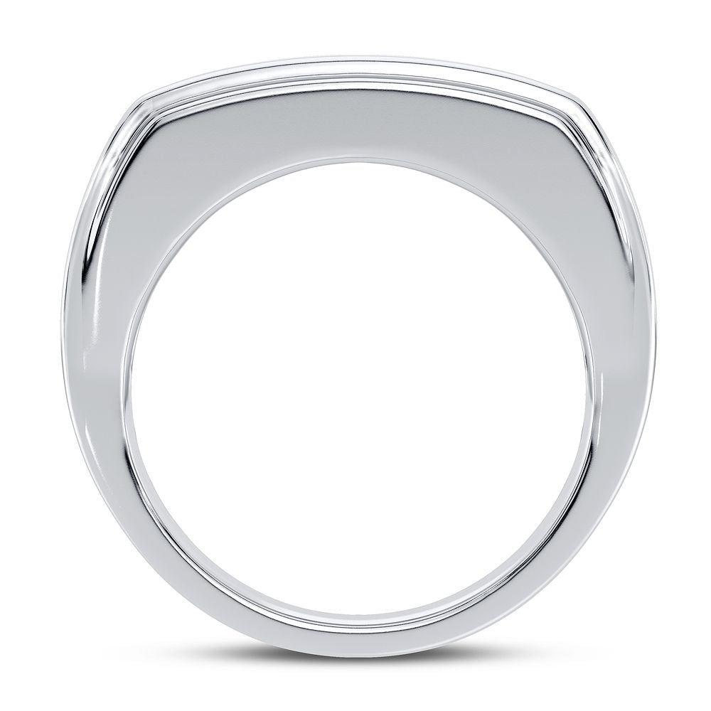 14K White Gold Lab Diamond Mens Statement Ring