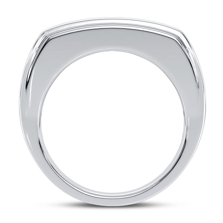 14K White Gold Lab Diamond Mens Statement Ring
