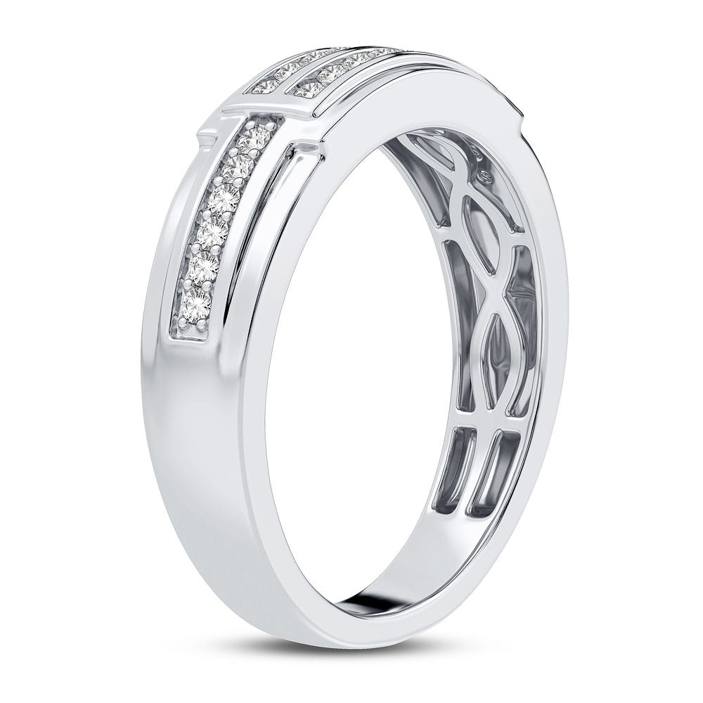10K White Gold Lab Diamond Mens Statement Ring