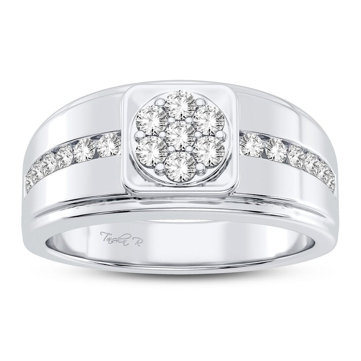 Sophisticated 14K White Gold Lab Diamond Mens Statement Ring