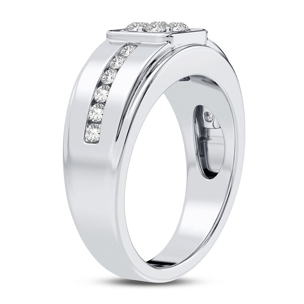 Sophisticated 14K White Gold Lab Diamond Mens Statement Ring