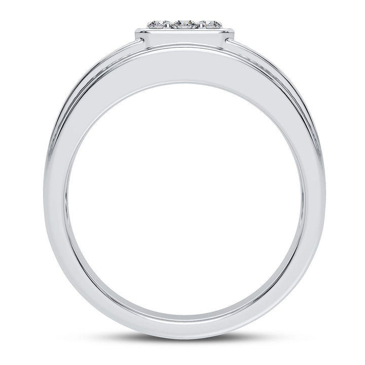 Sophisticated 14K White Gold Lab Diamond Mens Statement Ring
