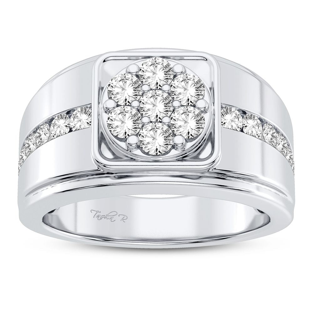 Refined 14K White Gold Lab Diamond Mens Signature Ring