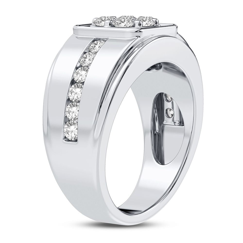 Refined 14K White Gold Lab Diamond Mens Signature Ring