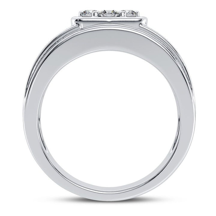 Refined 14K White Gold Lab Diamond Mens Signature Ring