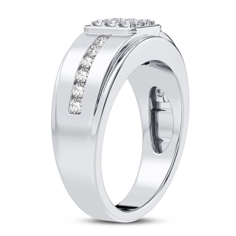 Modern 14K White Gold 0.50CT Lab Diamond Mens Band
