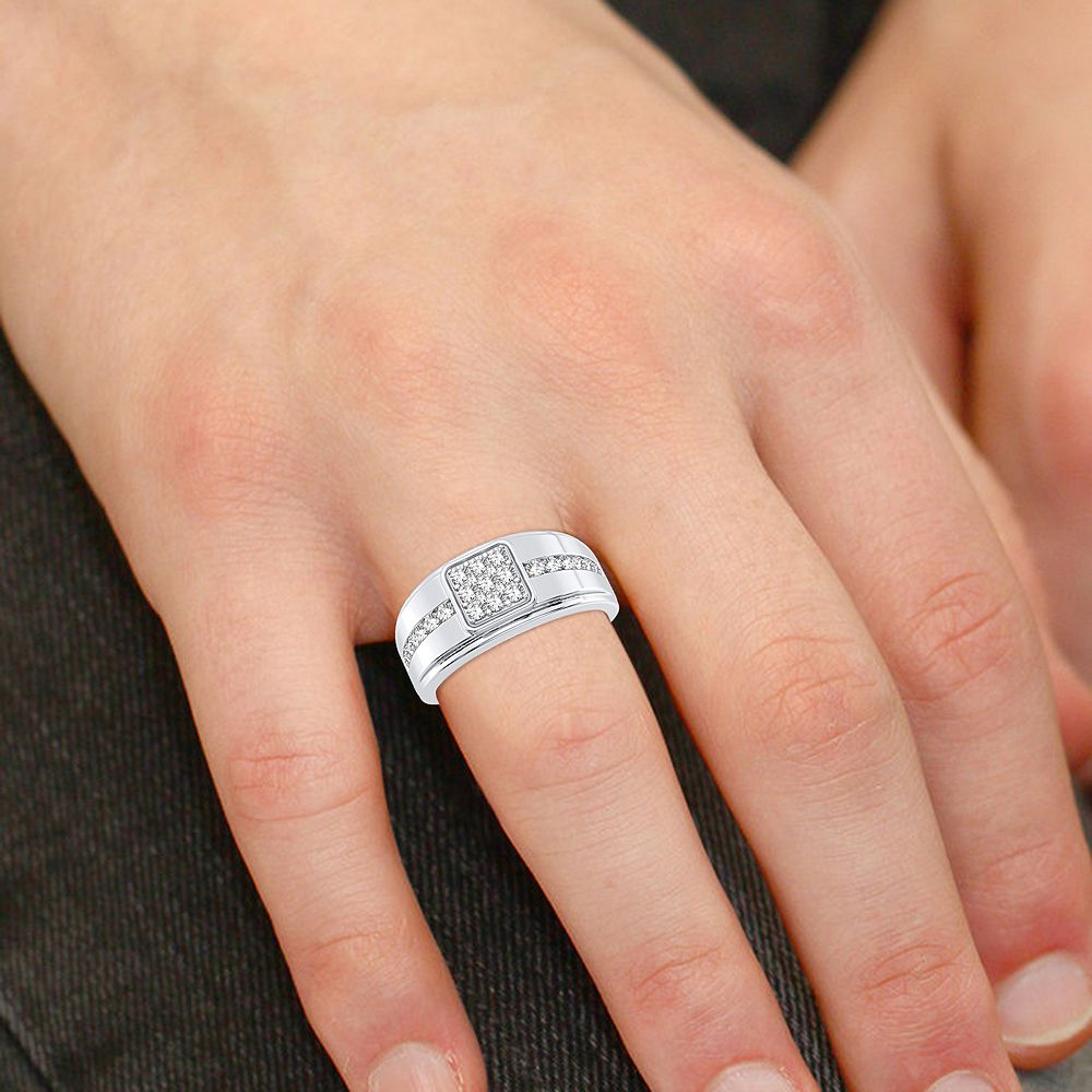 Modern 14K White Gold 0.50CT Lab Diamond Mens Band