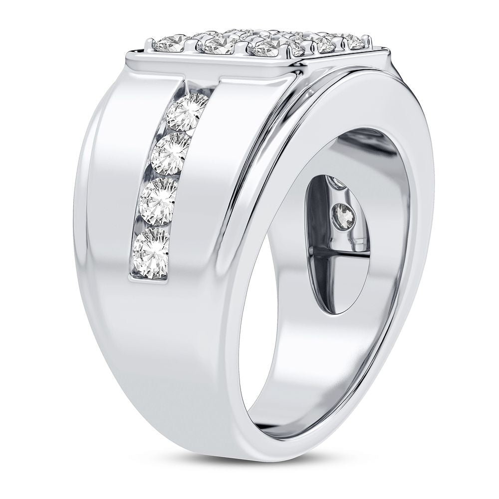 14K White Gold Lab Diamond Mens Statement Ring