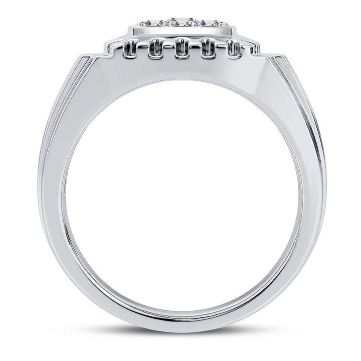 14K White Gold Lab Diamond Mens Statement Ring