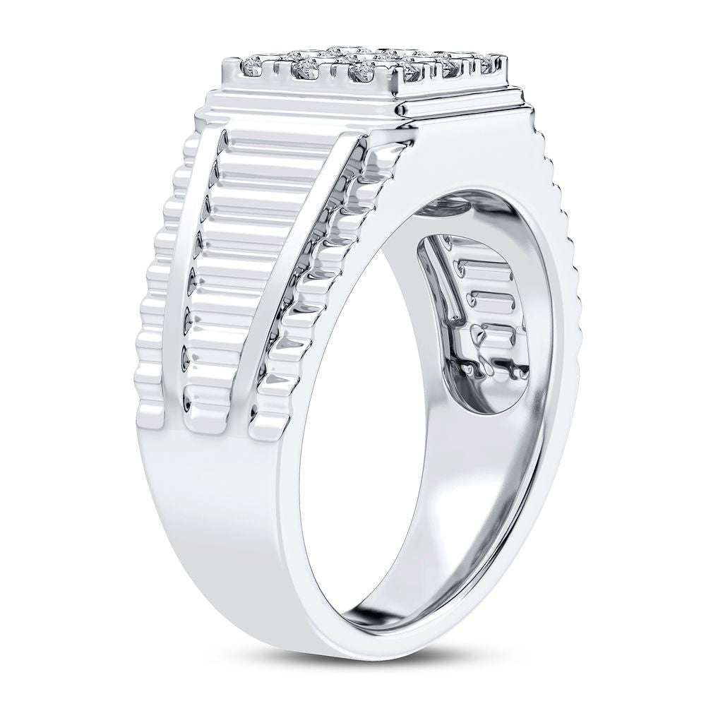 14K White Gold Lab Diamond Mens Signature Ring