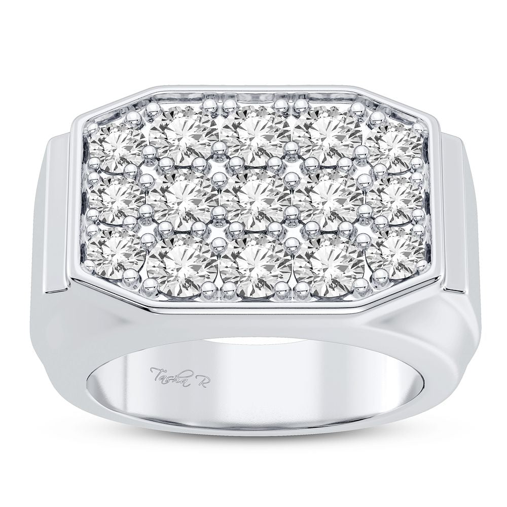 14K White Gold 3.00CT Lab Diamond Mens Luxury Ring