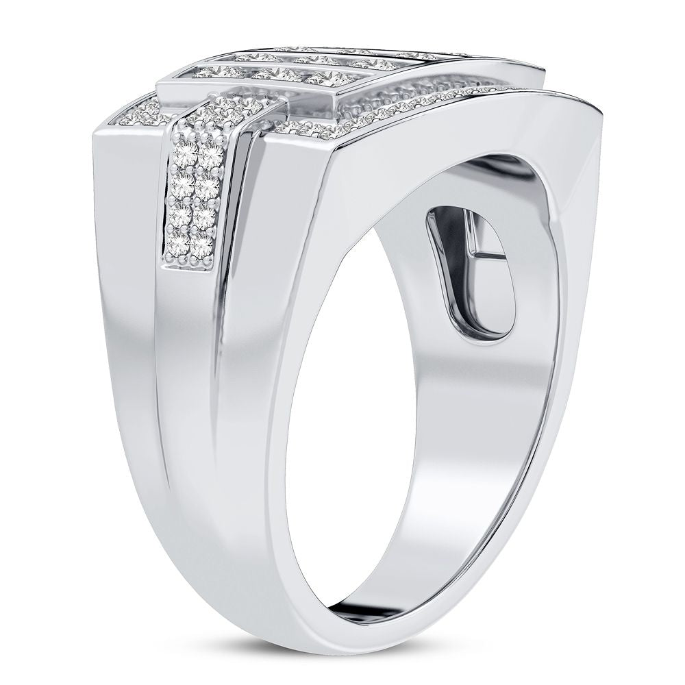 Refined 14K White Gold 1CT Lab Diamond Mens Statement Ring