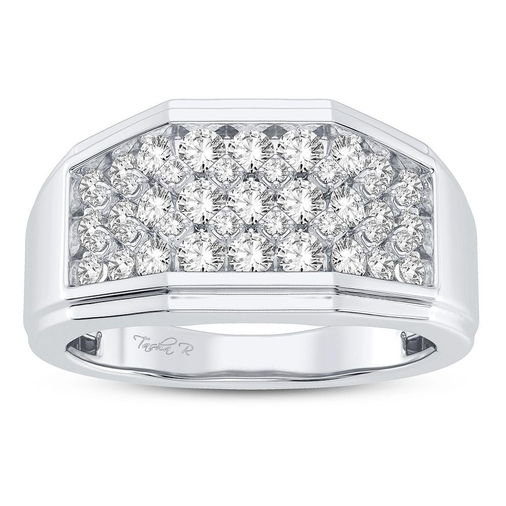 Refined 14K White Gold Lab Diamond Mens Signature Ring