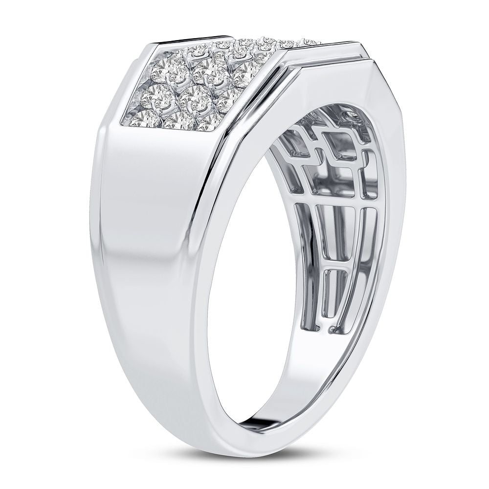 Refined 14K White Gold Lab Diamond Mens Signature Ring