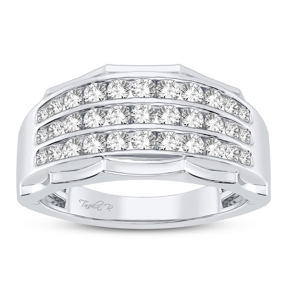 14K White Gold 1CT Lab Diamond Mens Luxury Band Ring