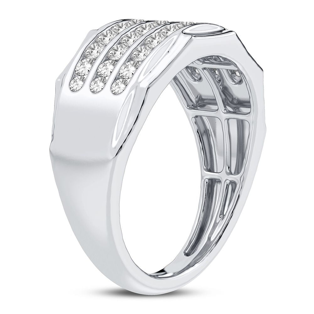 14K White Gold 1CT Lab Diamond Mens Luxury Band Ring