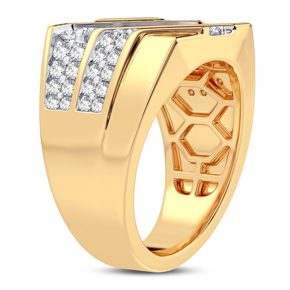 Bold 14K Yellow Gold 2CT Lab Diamond Mens Ring