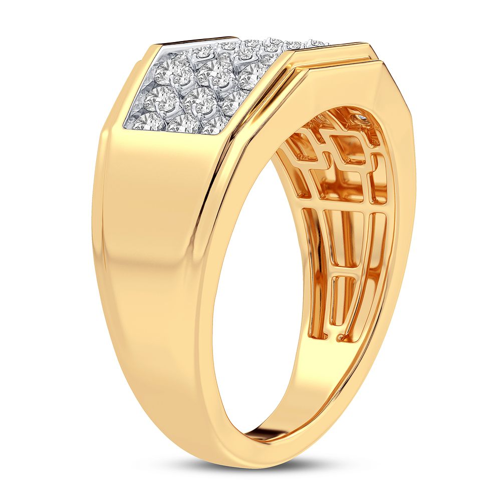Bold 14K Yellow Gold 1CT Lab Diamond Mens Band