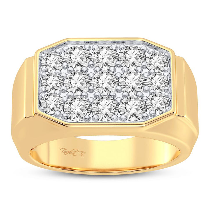 14K Yellow Gold Mens Lab Diamond Statement Ring - 2CT