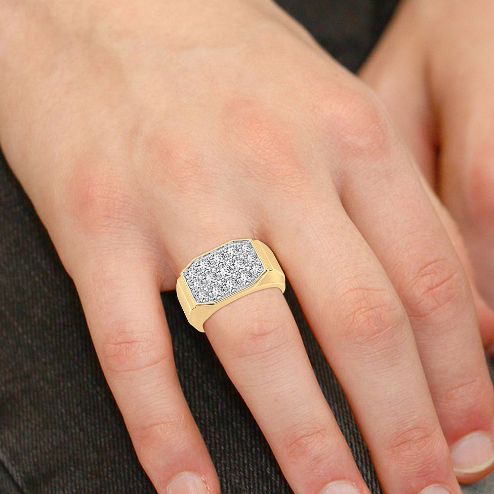 14K Yellow Gold Mens Lab Diamond Statement Ring - 2CT