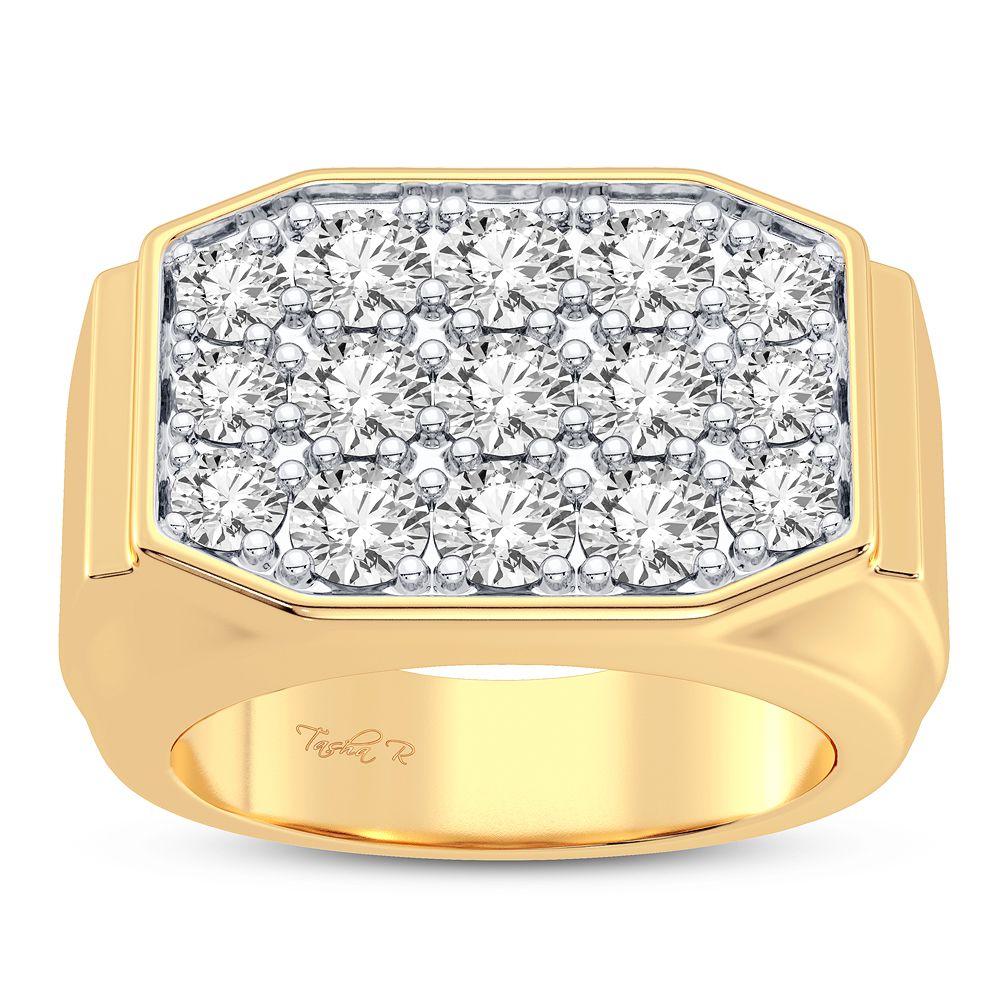 14K Yellow Gold Lab-Created Diamond Mens Statement Ring