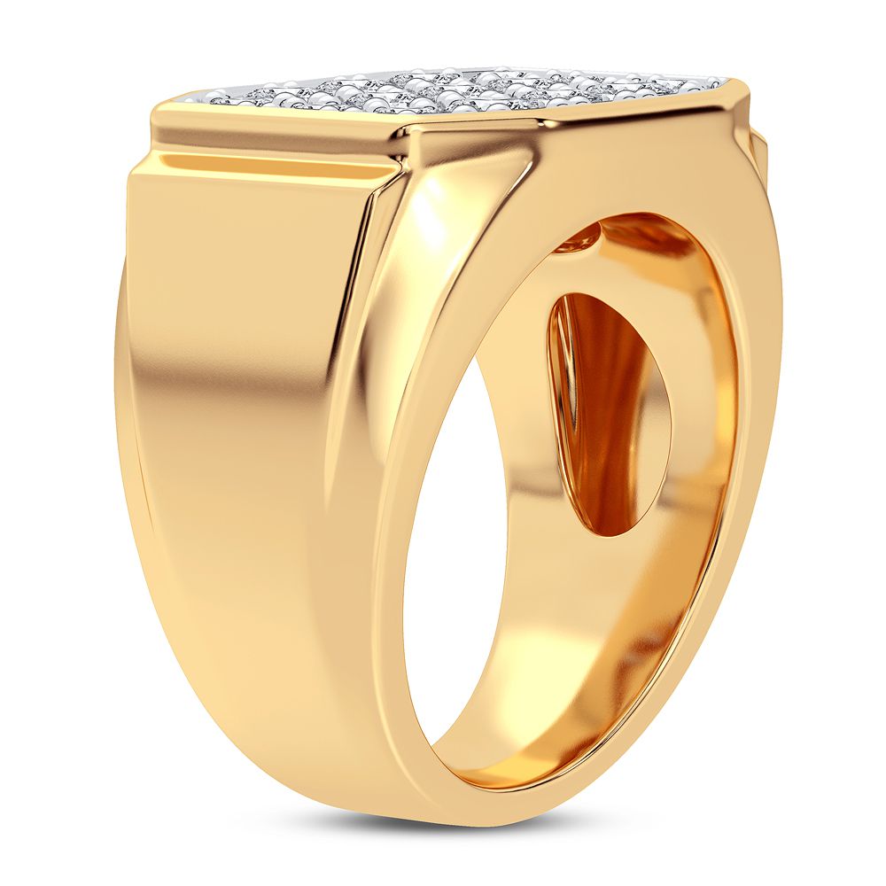 14K Yellow Gold Lab-Created Diamond Mens Statement Ring