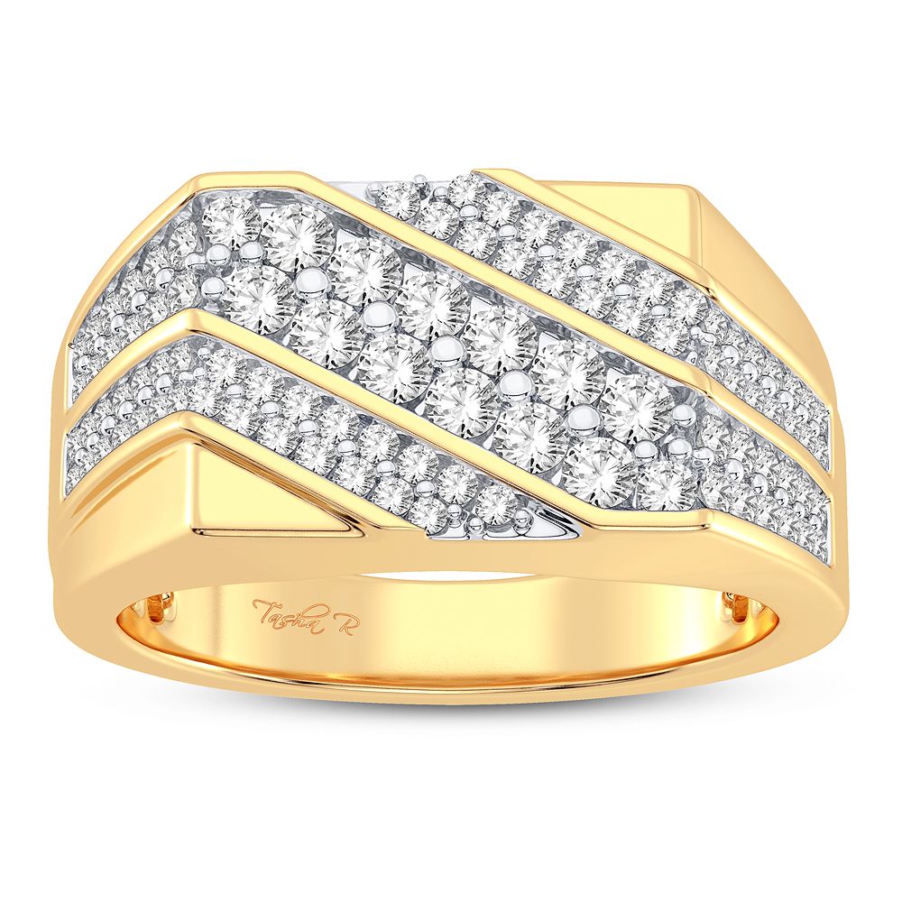 14K Yellow Gold Mens Lab Diamond Statement Ring