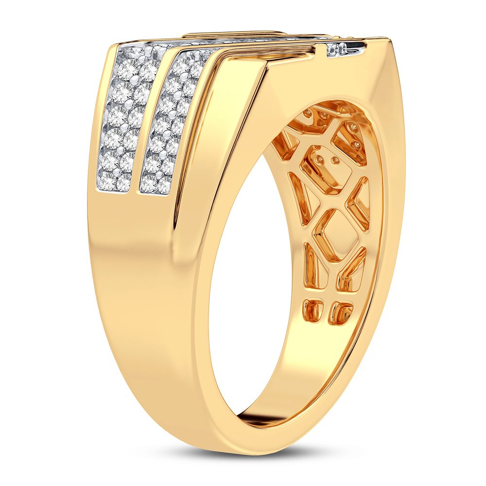 14K Yellow Gold Mens Lab Diamond Statement Ring