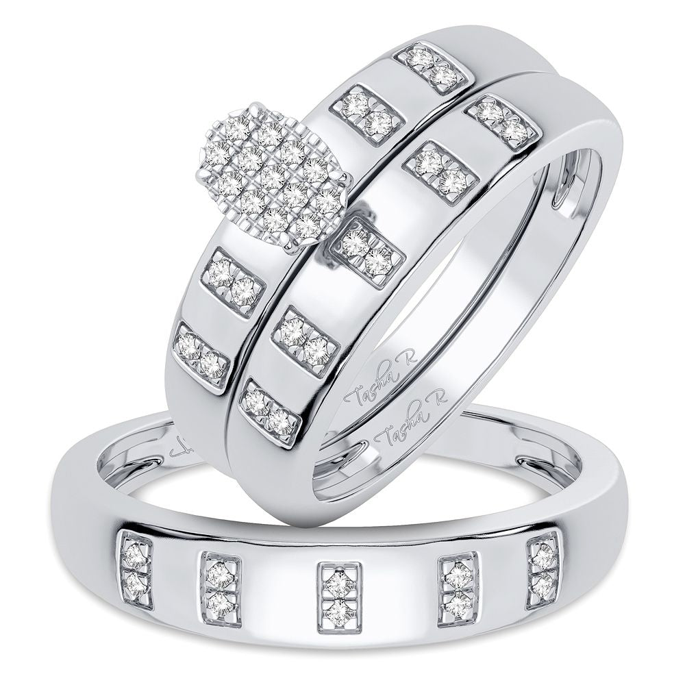 10K 0.15CT DIAMOND TRIO SET