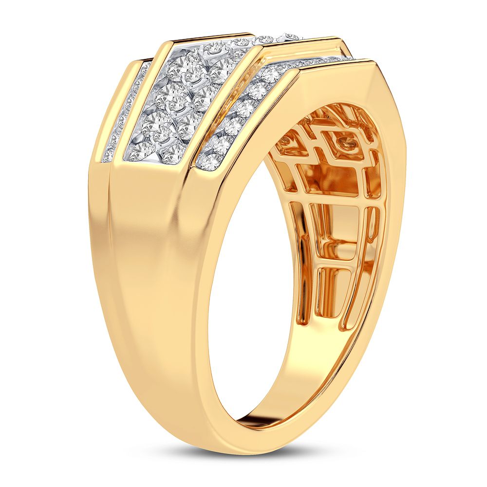 Bold 14K Yellow Gold 1CT Lab Diamond Mens Ring