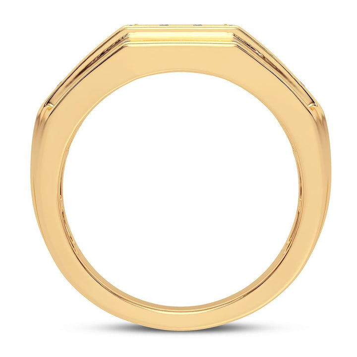 Bold 14K Yellow Gold 1CT Lab Diamond Mens Ring