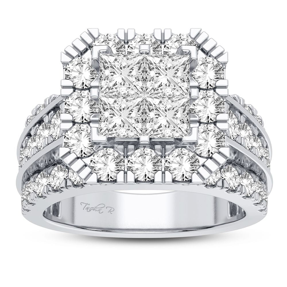 Sparkling 3CT Lab Diamond Bridal Ring in White Gold