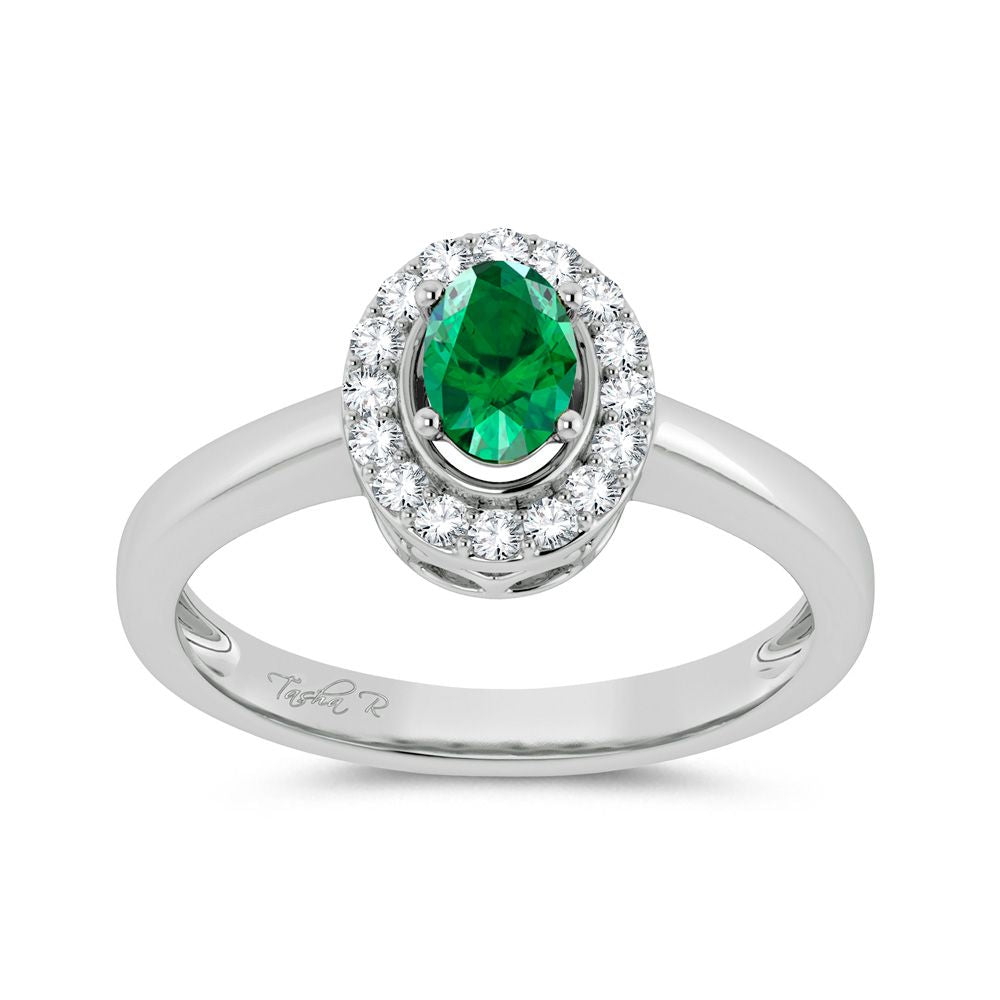 10K 0.15ct Diamond Emerald Ring