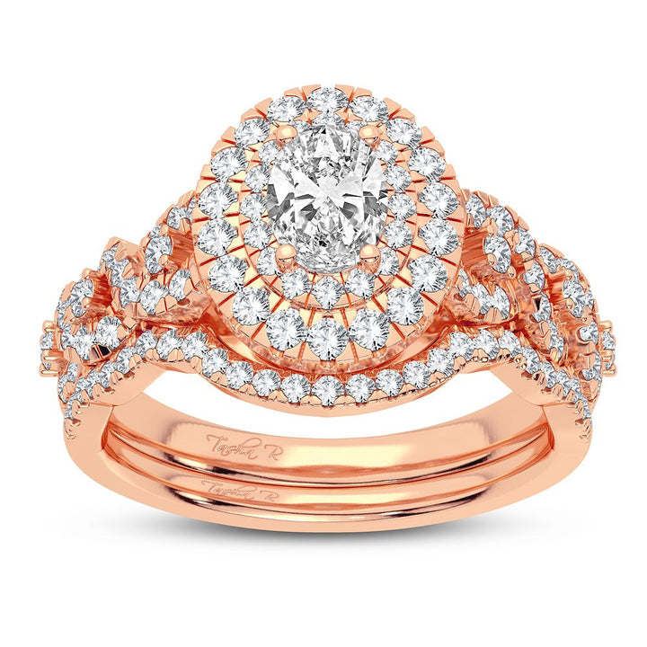 Romantic 14k Rose Gold Lab Diamond Bridal Ring
