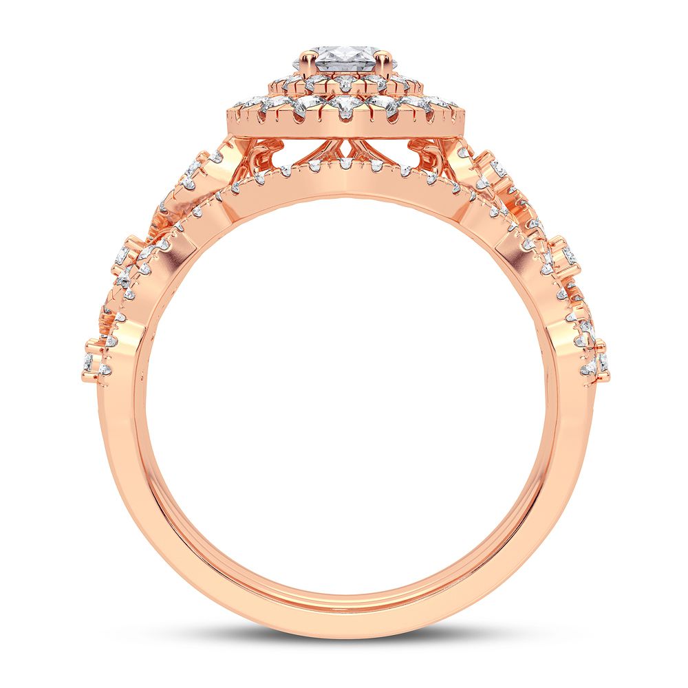 Romantic 14k Rose Gold Lab Diamond Bridal Ring