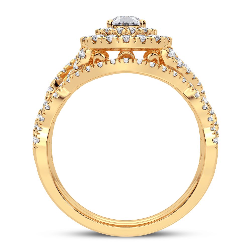 14K Yellow Gold Lab-Grown 1.03CT Diamond Womens Bridal Ring