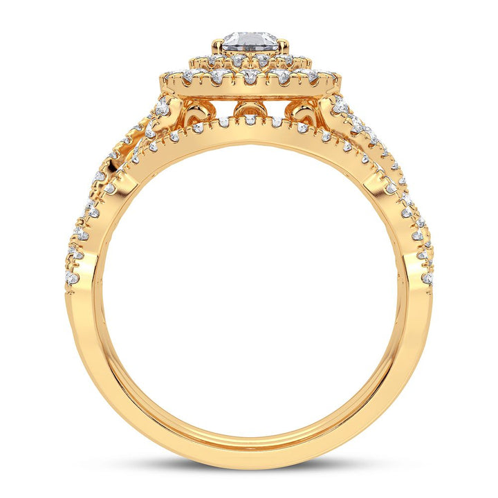14K Yellow Gold Lab-Grown 1.03CT Diamond Womens Bridal Ring