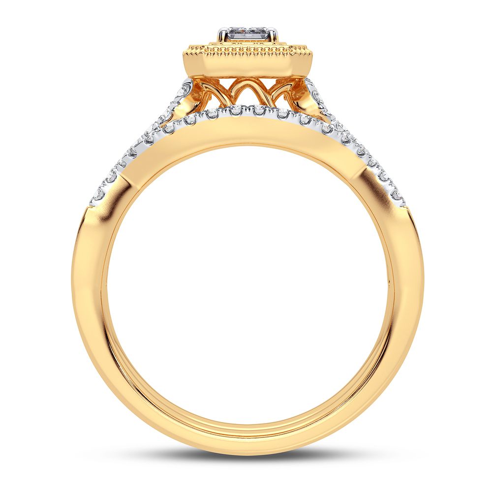 14K Yellow Gold Lab Diamond Bridal Ring - Timeless Elegance
