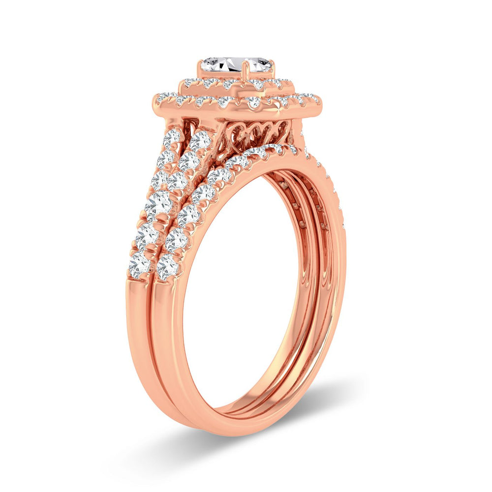 Romantic 14k Rose Gold 1CT Lab Diamond Engagement Ring