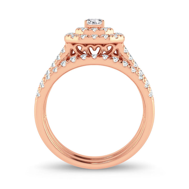 Romantic 14k Rose Gold 1CT Lab Diamond Engagement Ring