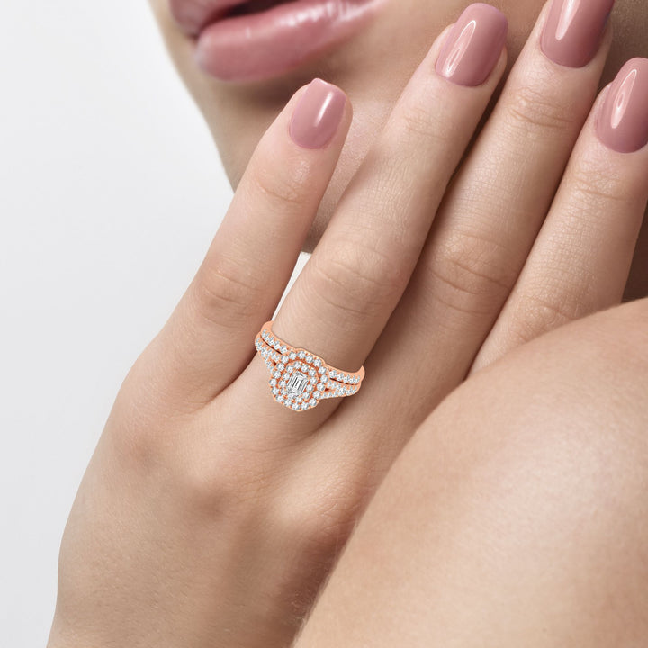Romantic 14k Rose Gold 1CT Lab Diamond Engagement Ring