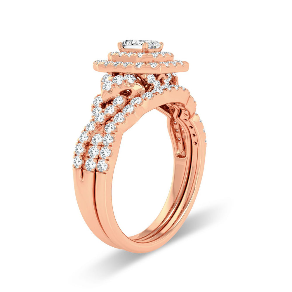Romantic 14k Rose Gold 1CT Lab Diamond Engagement Ring