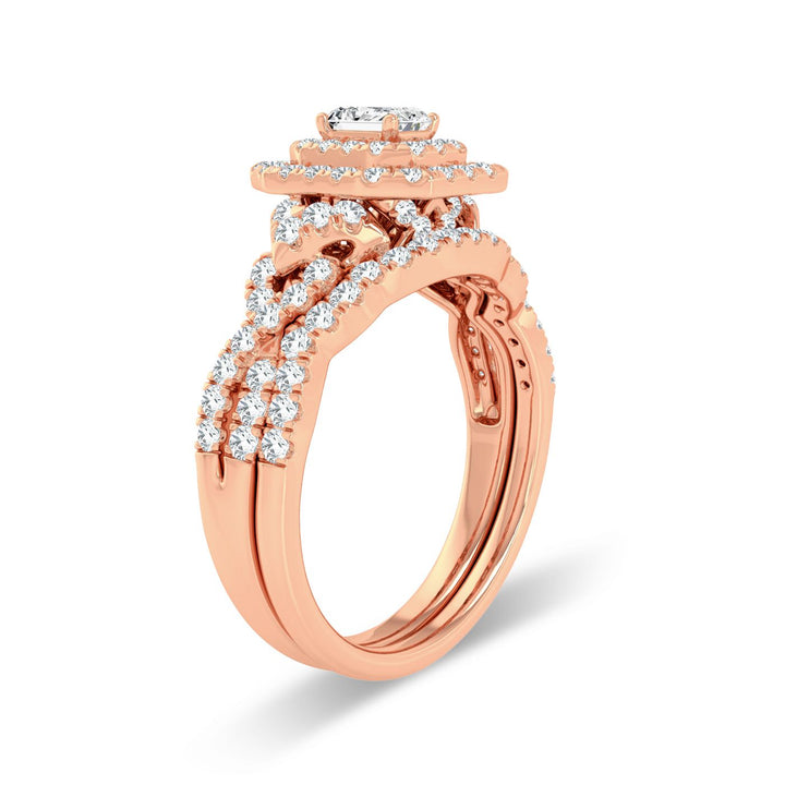 Romantic 14k Rose Gold 1CT Lab Diamond Engagement Ring