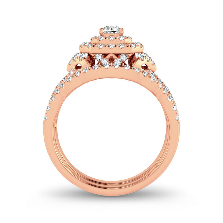 Romantic 14k Rose Gold 1CT Lab Diamond Engagement Ring