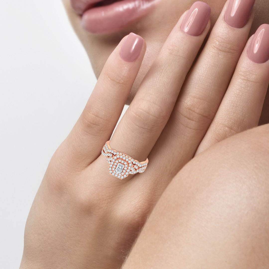 Romantic 14k Rose Gold 1CT Lab Diamond Engagement Ring