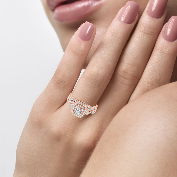 Romantic 14k Rose Gold 1CT Lab Diamond Engagement Ring