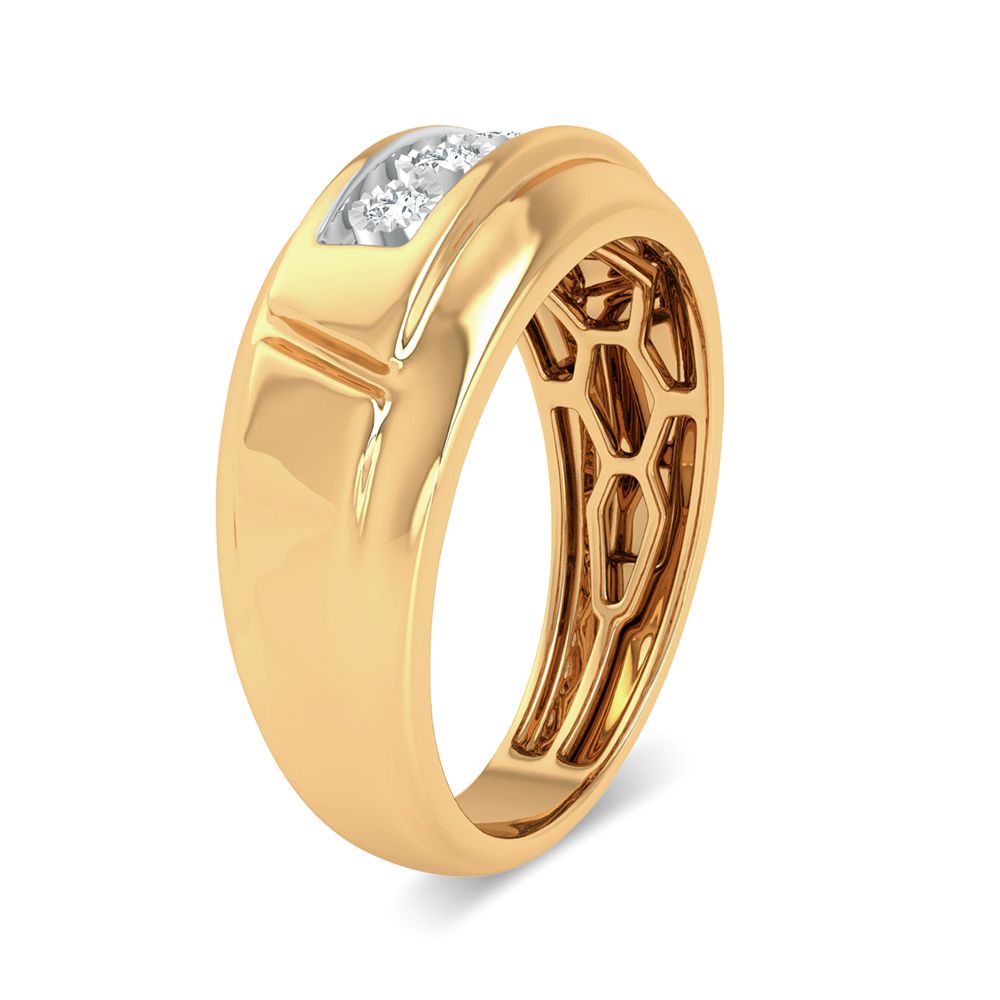 10K Yellow Gold Lab Diamond Mens Statement Ring