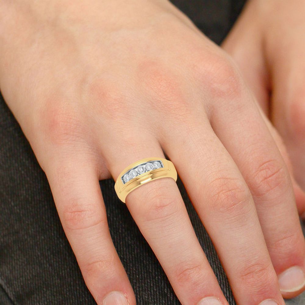 10K Yellow Gold Lab Diamond Mens Statement Ring