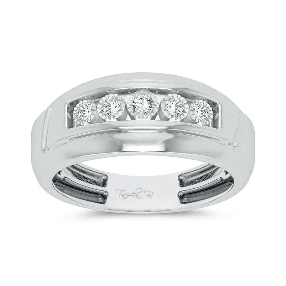 10K White Gold Lab Diamond Mens Statement Ring
