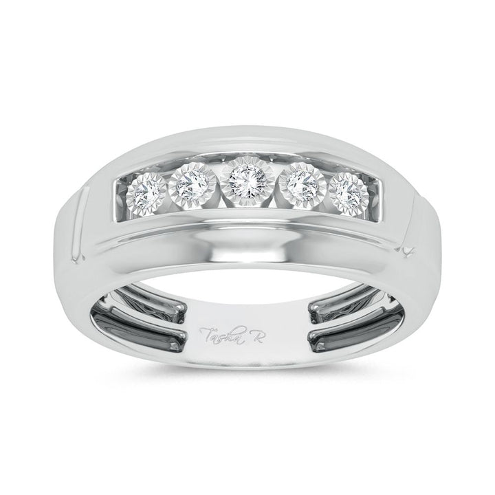 10K White Gold Lab Diamond Mens Statement Ring